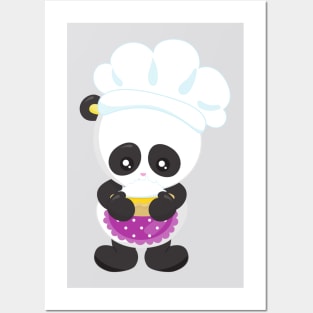 Cooking Panda, Baking Panda, Panda With Pie, Apron Posters and Art